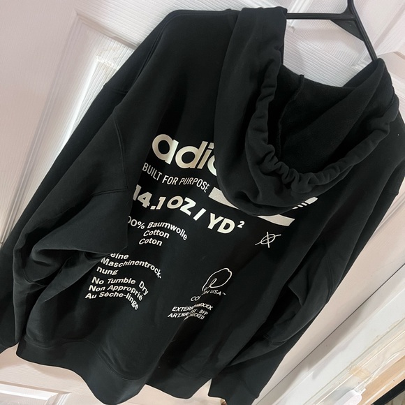 Adidas Zip Up Black Graphic Hoodie - Picture 3 of 4